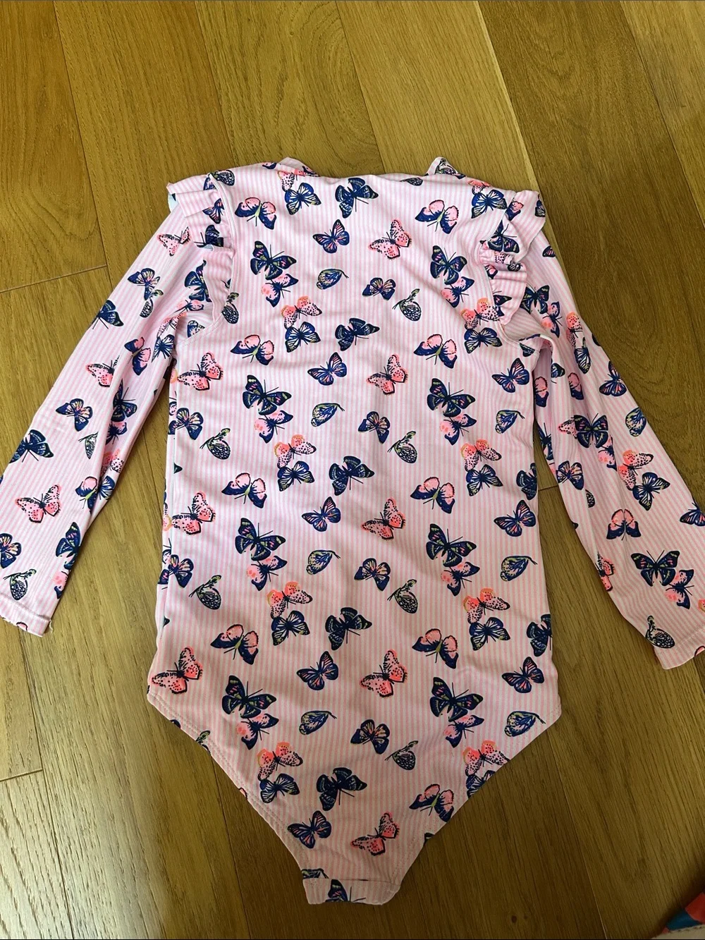Kensie Kids Long-Sleeve Pink Butterfly One-Piece Swimsuit